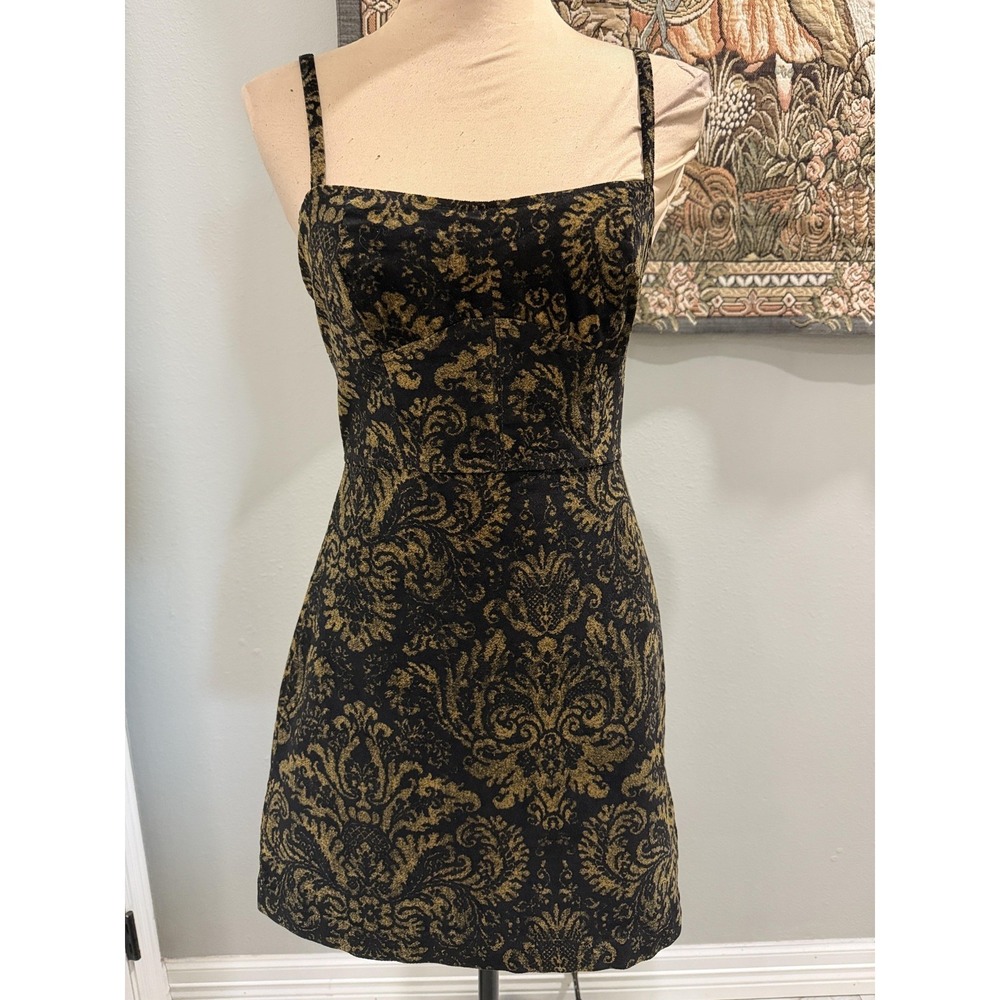 Urban Outfitters Dress Womens Small Black Jacquard Slip Mini Party Cocktail
